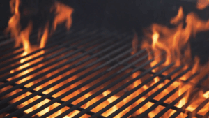 flame and fire in the grill barbecue