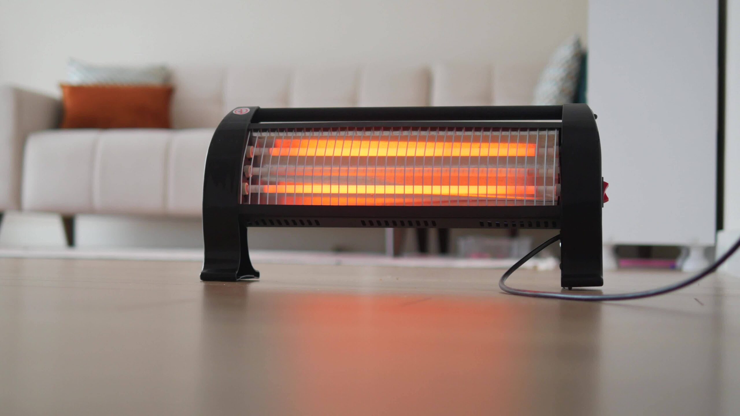 modern electric infrared heater in living room closeup free video